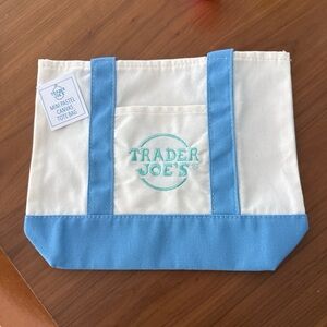 Trader Joe's Blue and Cream Mini Canvas Tote
